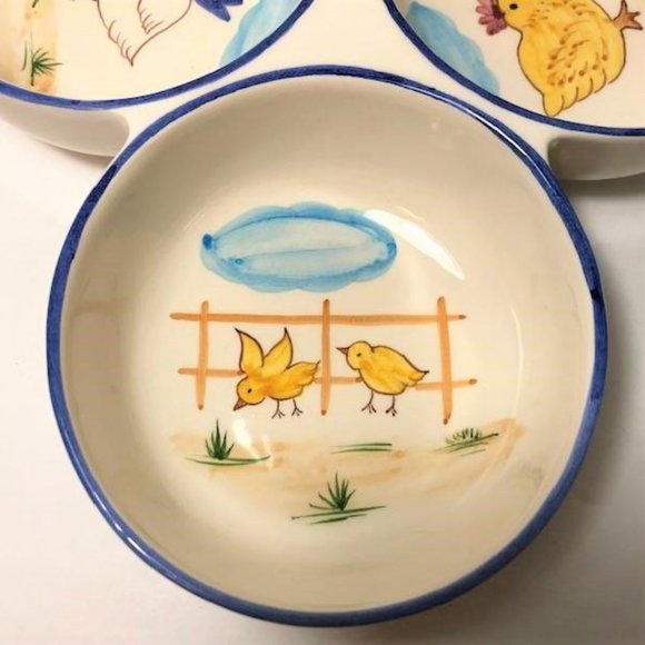 Hand Painted Ceramic Trio Dish | Vintage Serving Dish | Made in Portugal - Picture 2 of 8